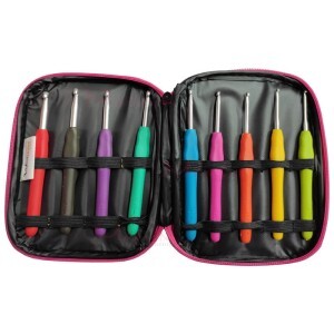  Estojo crochê 9 unidades cabo soft emborrachado