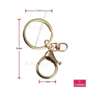 Mosquetão ouro 5 unidades com argola