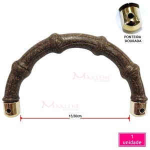 Alça plástica imbuia com ponteira dourada