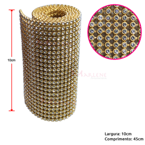 Manta de strass dourada 10x45cm