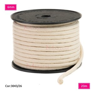 Cordão trançado São José 6mm de algodão crú com 20m