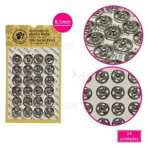 Colchete de pressão 8,5mm com 24 unidades níquel 888