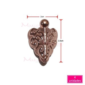 Pé de metal cantoneira pequeno trabalhado 4 unidades bronze 1618P