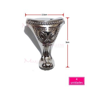 Pé de metal egípcio grande 4 unidades níquel 1382G