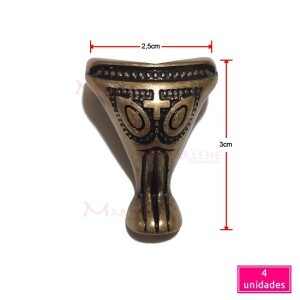 Pé de metal egípcio grande 4 unidades ouro velho 1382G