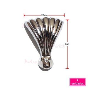 Pé de metal concha grande 4 unidades níquel 15278