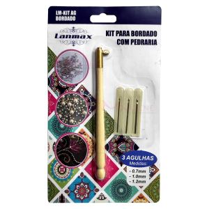 Kit para bordado com pedraria com 3 agulhas