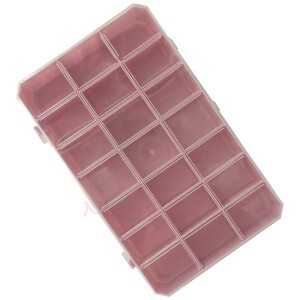 Estojo retangular rosa bebê com 21 divisórias