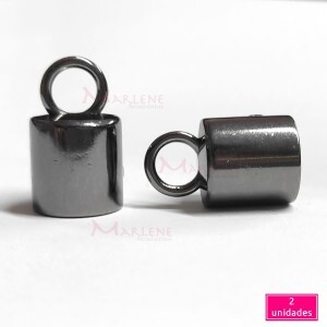 Ponteira com argola 12mm grafite metal 2 unidades