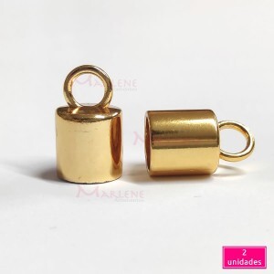Ponteira com argola 12mm ouro metal 2 unidades