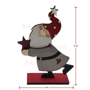 Enfeite Papai Noel segurando estrela em MDF