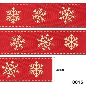 Fita de gorgurão 38mm neve vermelha 0015 por metro