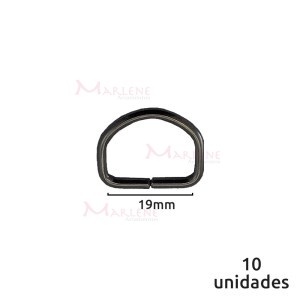 Meia argola 19mm grafite com 10 unidades