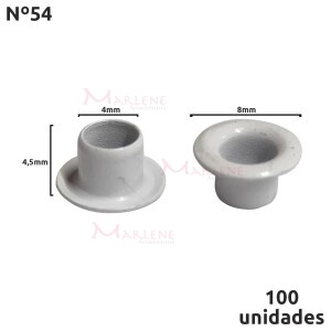 Ilhós 54 alumínio Baxmann com 100 unidades