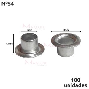 Ilhós 54 alumínio Baxmann com 100 unidades