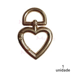 Coração articulado ouro importado (Mosquetão) DVP-30-6000 com 1 unidade