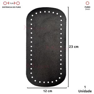 Fundo para bolsa de crochê 12x23cm retangular em couro sintético