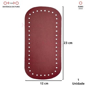 Fundo para bolsa de crochê 12x23cm retangular em couro sintético