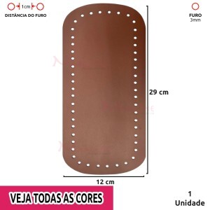 Fundo para bolsa de crochê 12x29cm retangular em couro sintético