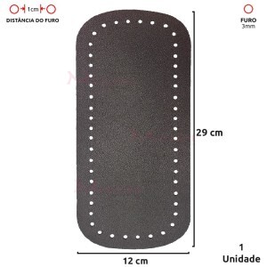 Fundo para bolsa de crochê 12x29cm retangular em couro sintético