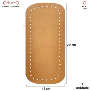 Fundo para bolsa de crochê 12x29cm retangular em couro sintético