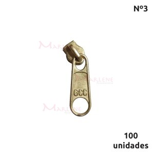 Cursor de ziper nº3 comum  com 100 unidades latonado metal