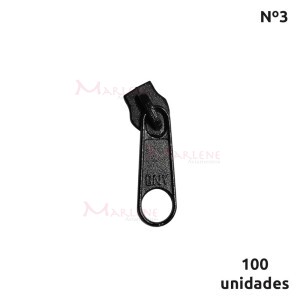 Cursor de ziper nº3 comum com 100 unidades preto metal
