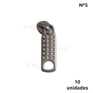 Cursor de ziper nº5 trabalhado com 10 unidades níquel N56L-792