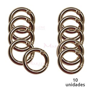 Argola articulada 15mm ouro (Mosquetão) com 10 unidades