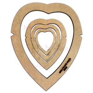 Kit réguas para macramê coração MDF 6mm com 4 tamanhos