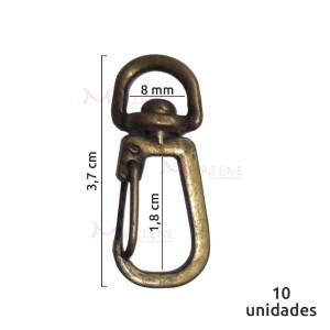 Mosquetão 8 mm ouro velho 1235 com 10 unidades no pacote