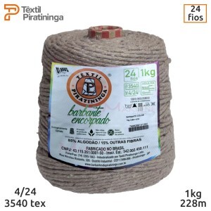 Barbante encorpado marrom claro 4/24 fios 1kg com 228m Têxtil Piratininga