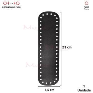 Fundo para bolsa de crochê 5,5X21cm retangular em couro sintético