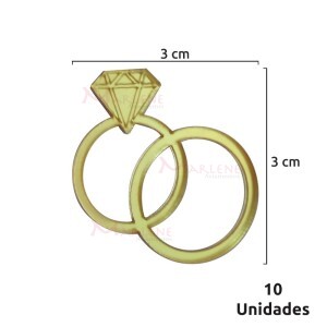 Aplique acrílico espelhado anéis com 10 unidades 5359