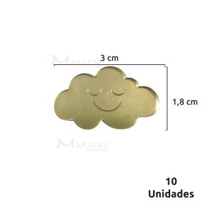 Aplique acrílico espelhado nuvem com 10 unidades 2834