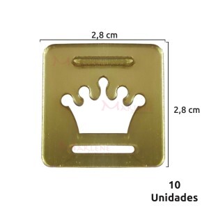 Aplique acrílico espelhado coroa vazada quadrada com 10 unidades 5358