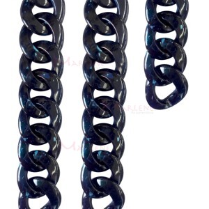 Corrente de resina elo 34X32mm azul mesclado com aproximidamente 53 elos no metro