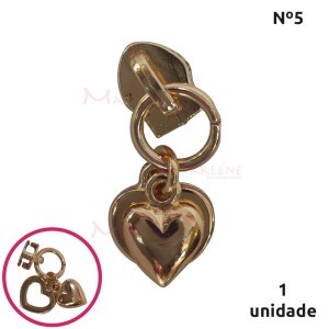 Cursor nº5 dois corações ouro artesanal premium unidade