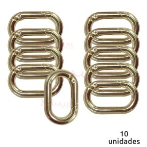 Argola articulada oval 25mm latonado (Mosquetão) com 10 unidades