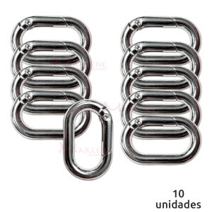Argola articulada oval 25mm niquel (Mosquetão) com 10 unidades