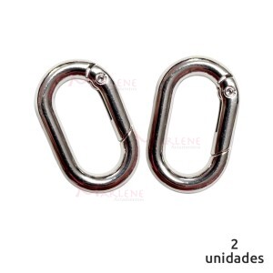 Argola articulada oval 25mm níquel (Mosquetão) 2 unidades