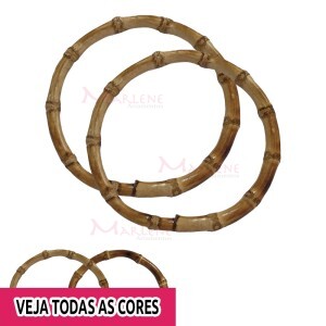 Alça bambu redonda para bolsa 12cm ZQ12 com 1 par