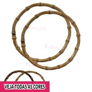 Alça bambu redonda para bolsa 15cm ZQ15 com 1 par