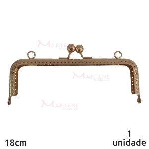 Armação fecho da vovó retangular 18cm dourado c/furo e argola RO.151255