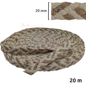 Cadarço de juta com algodão trançado de 20 mm MZD-2 com 20 m na peça