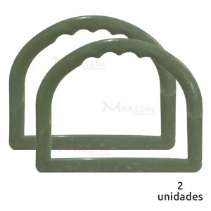 Alça para bolsa meia argola verde mesclado 7337 com 1 par (Plástica)