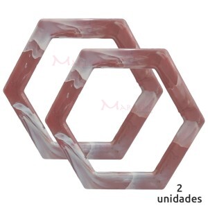Alça para bolsa hexagonal cor rosa perolada mesclada 7708 com 1 par
