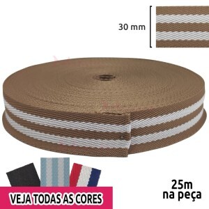 Fita chic 30mm para alça de bolsa com 25m em poliéster Bicolor