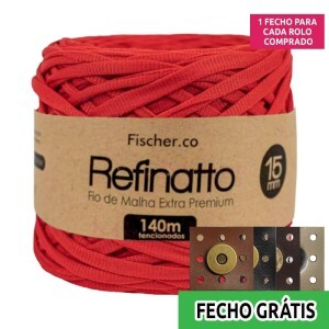 Fio de malha Refinatto extra premium 15mm com 140m Fischer + fecho de corino grátis