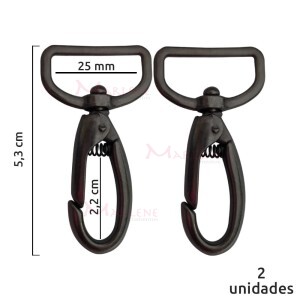 Mosquetão 25mm grafite gordo 1057 sem gatilho com 2 unidades